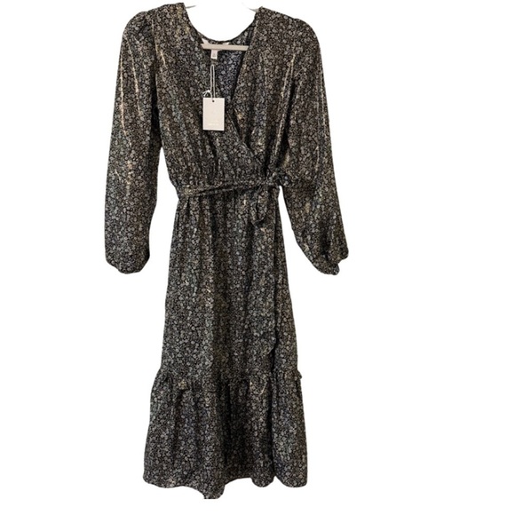 NWT Lauren Conrad Shimmery Floral Maxi Dress with Tie Waist. - Picture 1 of 7